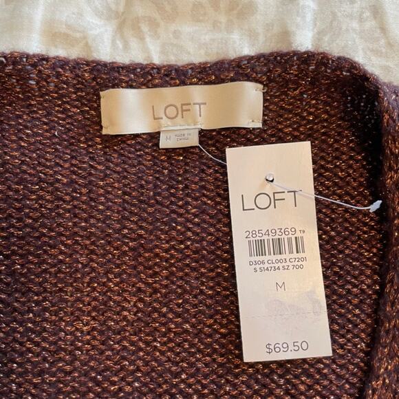 Loft NWT Women's Metallic V-Neck Sweater, size Medium - Picture 6 of 7